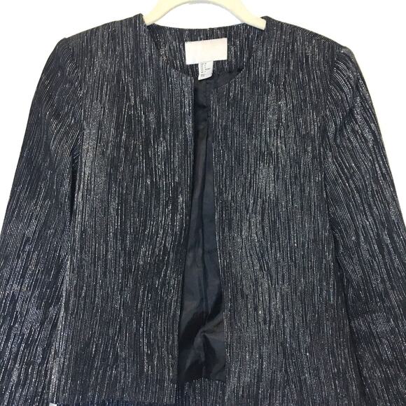 H&M Black Metallic Jacket With Sparkle - Party Wedding Cocktail Jacket - Size S - Picture 2 of 8